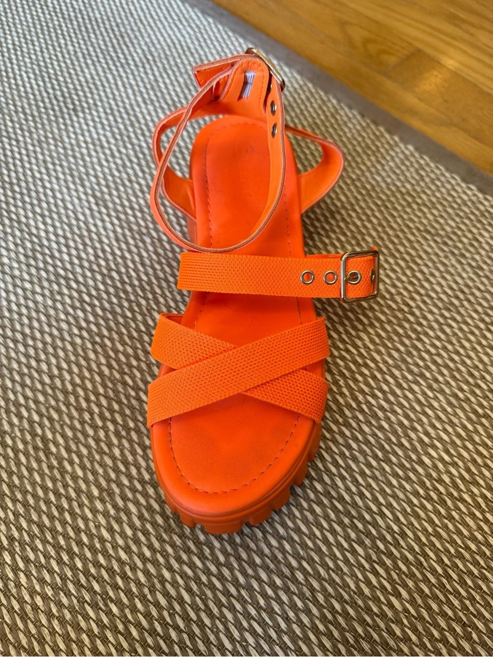 Bright Orange Platform Sandals